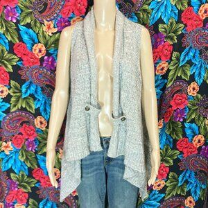 WOMEN'S CATO KNITTED SLEEVELESS WOOL CARDIGAN WOMENS SIZE LARGE OPEN FRONT COVER